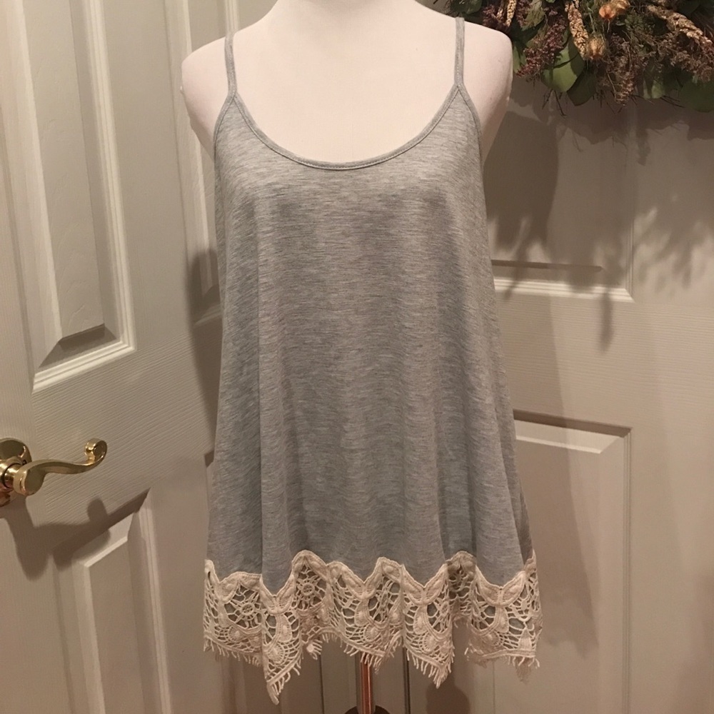 Gray cami with lace bottom